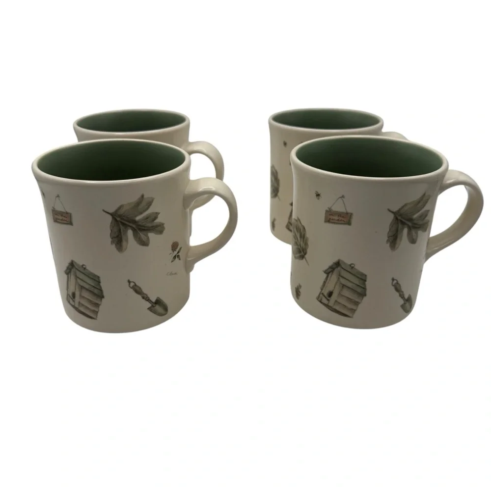 PFLATZGRAFF NATUREWOOD MUG SET – GREEN INTERIOR – GARDENING THEME